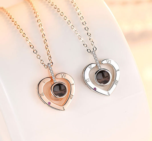 Real Heart I Love You Projection  Necklace
